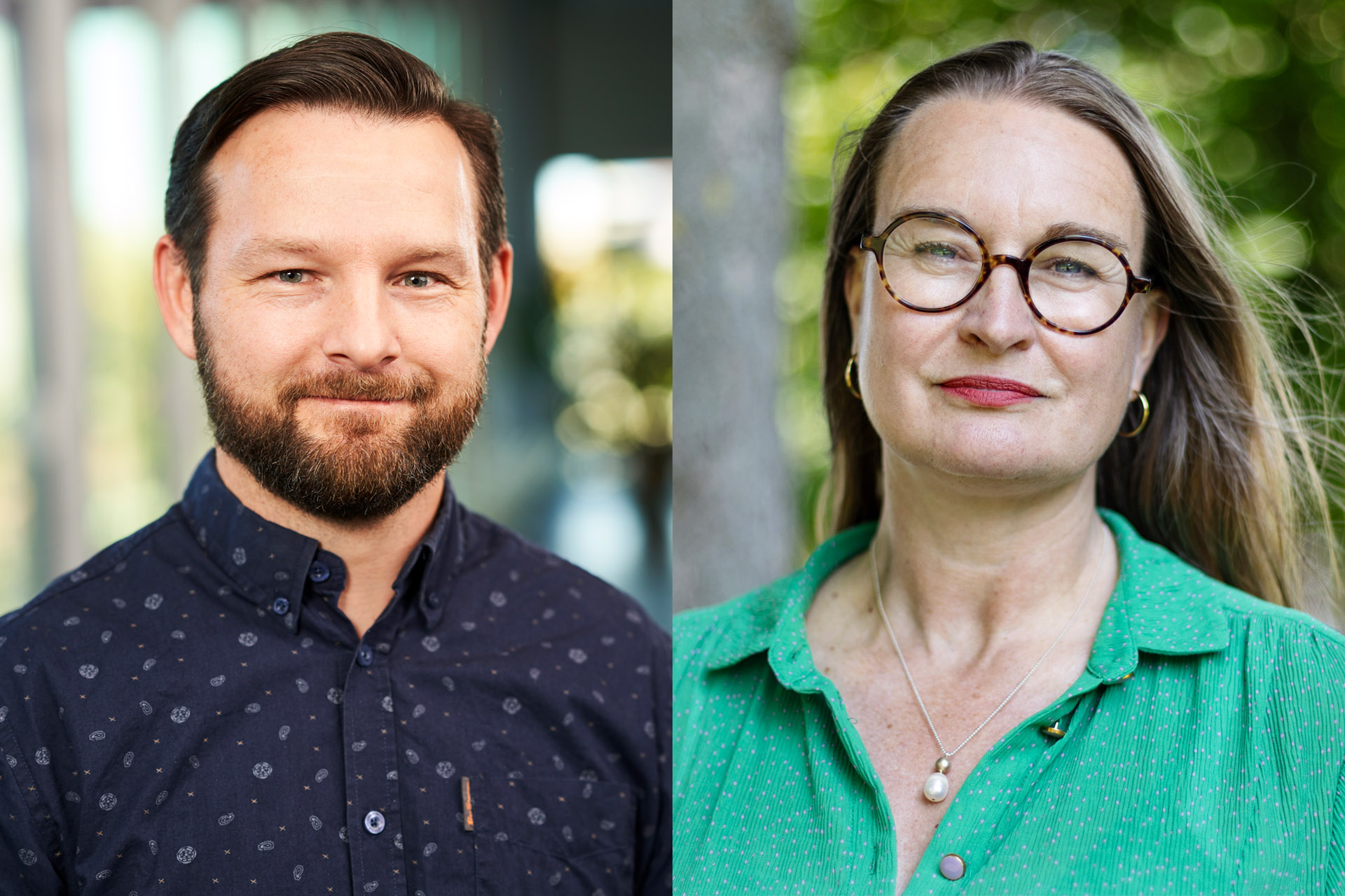 Porträttfoton av två personer.